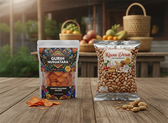 stand-up pouch pillow bag Indonesian snack packaging comparison
