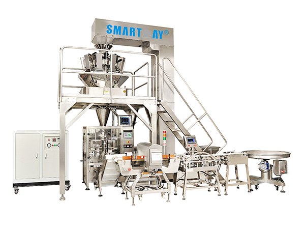 Vertical packing machine line with nitrogen flushing
