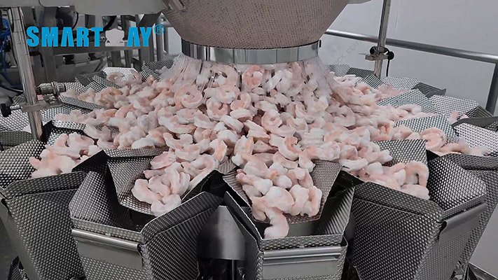 multihead weigher for frozen shrimp packaging